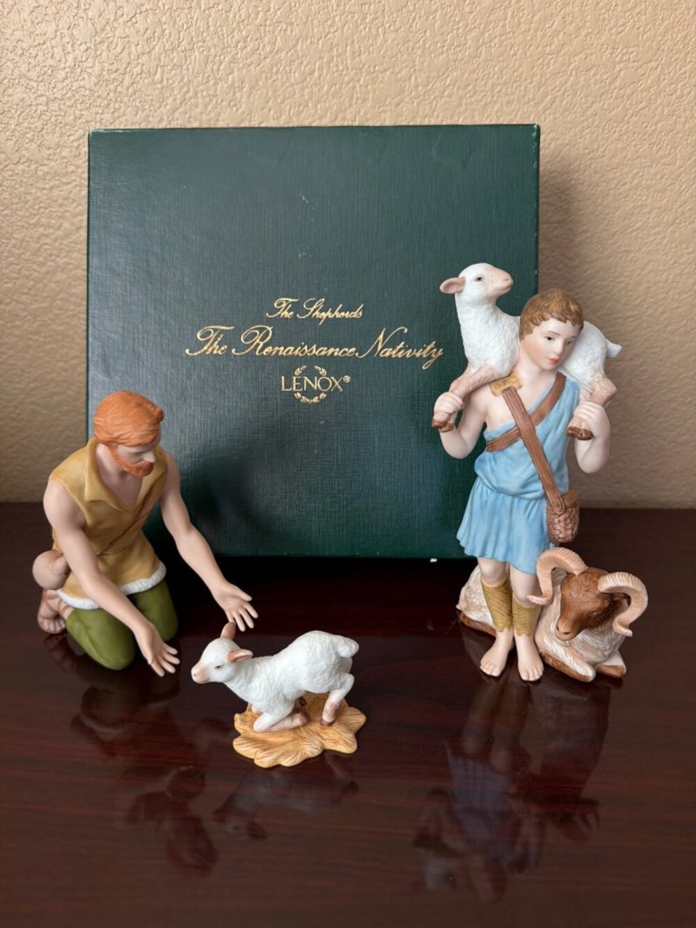 1991 Lenox Renaissance Nativity The Shepherds 3-Piece Set With Box